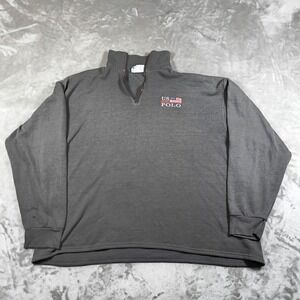 Vintage US Waterpolo Sweatshirt Men XL Gray Lee Quarter Zip Made In USA Flag 90s